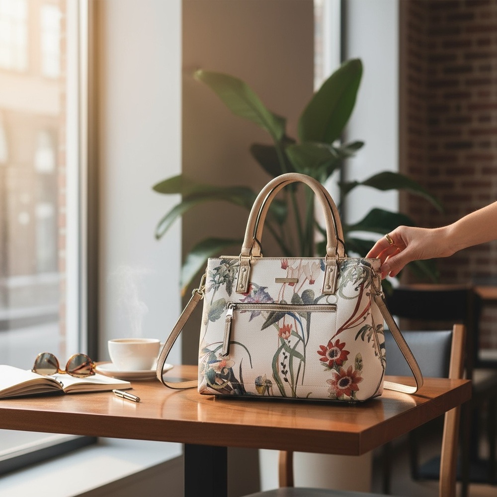 Dana Buchman Cream Floral Bag perfect for any season and any style Great bag